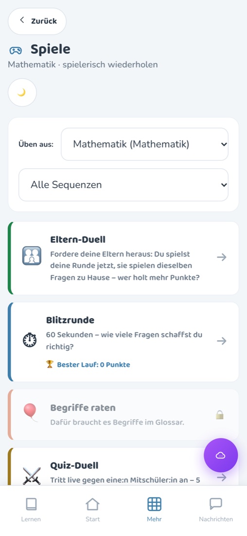 Lernspiele zum Wiederholen: Eltern-Duell, Blitzrunde, Quiz-Duell
