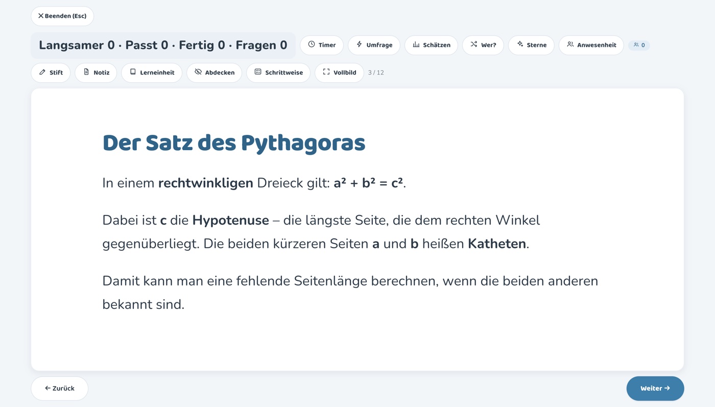 Infofolie zum Satz des Pythagoras